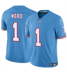 Youth Tennessee Titans 1 Cameron Ward Blue 2025 Draft F U S E  Throwback Vapor Limited Stitched Football Jersey