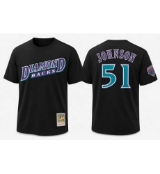Men Arizona Diamondbacks  51 Randy Johnson Black T Shirt