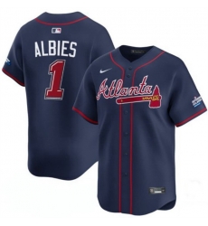 Men Atlanta Braves 1 Ozzie Albies Navy 2025 Speedway Classic Alternate Limited Stitched Baseball Jersey Men Atlanta Braves 1 Ozzie Albies Navy 2025 Speedway Classic Alternate Limited Stitched Baseball Jersey
