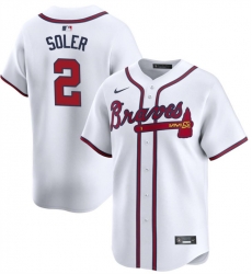 Men Atlanta Braves 2 Jorge Soler White 2024 Home Limited Stitched Baseball Jersey