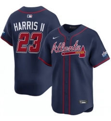 Men Atlanta Braves 23 Michael Harris II Navy 2025 Speedway Classic Alternate Limited Stitched Baseball Jersey