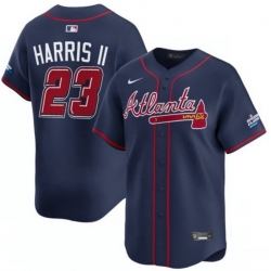 Men Atlanta Braves 23 Michael Harris II Navy 2025 Speedway Classic Alternate Limited Stitched Baseball Jersey