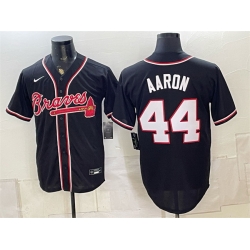 Men Atlanta Braves  44 Hank Aaron 2026 Fashion Replica Black Out Stitched Baseball Jersey