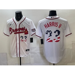 Men Atlanta Braves  Michael Harris II White USA 250 Fourth of July Home Stadium Stitched Baseball Jersey