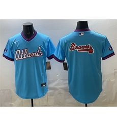 Men Atlanta Braves Team Big Logo Powder Blue 2026 City Connect Stadium Stitched Baseball Jersey