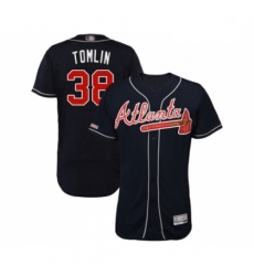 Mens Atlanta Braves 38 Josh Tomlin Navy Blue Alternate Flex Base Authentic Collection Baseball Jersey