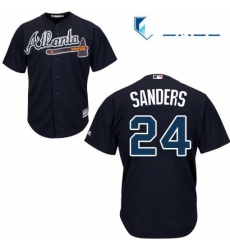 Mens Majestic Atlanta Braves 24 Deion Sanders Replica Blue Alternate Road Cool Base MLB Jersey