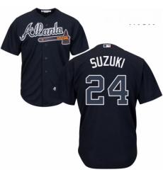 Mens Majestic Atlanta Braves 24 Kurt Suzuki Replica Blue Alternate Road Cool Base MLB Jersey