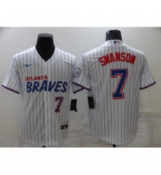 Men's Nike Atlanta Braves #7 Dansby Swanson White City Player Jersey