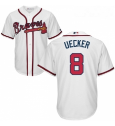 Youth Majestic Atlanta Braves 8 Bob Uecker Authentic White Home Cool Base MLB Jersey