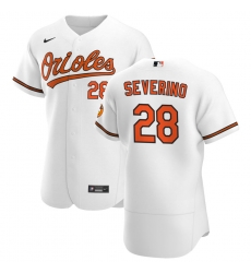 Men Baltimore Orioles 28 Pedro Severino Men Nike White Home 2020 Flex Base Player MLB Jersey