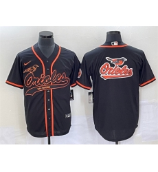 Men Baltimore Orioles Black Team Big Logo Cool Base Stitched Jersey 2