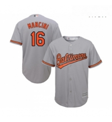 Mens Baltimore Orioles 16 Trey Mancini Replica Grey Road Cool Base Baseball Jersey 