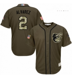 Mens Majestic Baltimore Orioles 2 Pedro Alvarez Authentic Green Salute to Service MLB Jersey 