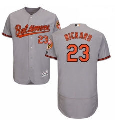 Mens Majestic Baltimore Orioles 23 Joey Rickard Grey Road Flex Base Authentic Collection MLB Jersey