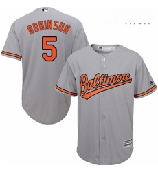 Mens Majestic Baltimore Orioles 5 Brooks Robinson Replica Grey Road Cool Base MLB Jersey