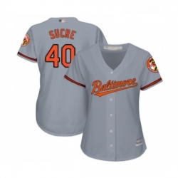 Womens Baltimore Orioles 40 Jesus Sucre Replica Grey Road Cool Base Baseball Jersey 
