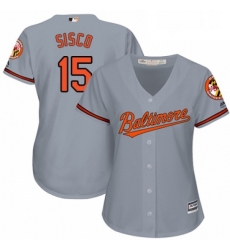 Womens Majestic Baltimore Orioles 15 Chance Sisco Replica Grey Road Cool Base MLB Jersey 