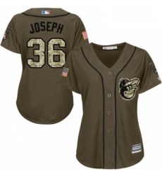 Womens Majestic Baltimore Orioles 36 Caleb Joseph Authentic Green Salute to Service MLB Jersey 