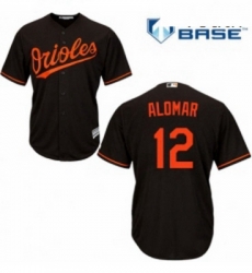 Youth Majestic Baltimore Orioles 12 Roberto Alomar Replica Black Alternate Cool Base MLB Jersey 