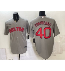Men Boston Red Sox  40 Willson Contreras Grey Cool Base Stitched Baseball Jersey