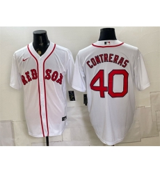 Men Boston Red Sox  40 Willson Contreras White Cool Base Stitched Baseball Jersey