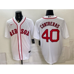 Men Boston Red Sox  40 Willson Contreras White Cool Base Stitched Baseball Jersey