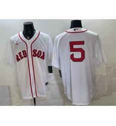 Men Boston Red Sox  5 Caleb Durbin White Cool Base Stitched Baseball Jersey