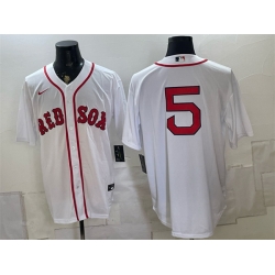 Men Boston Red Sox  5 Caleb Durbin White Cool Base Stitched Baseball Jersey