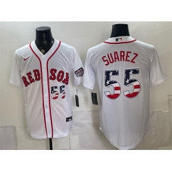Men Boston Red Sox  55 Ranger Suarez White 2026 USA 250 Fourth of July Home Stitched Baseball Jersey