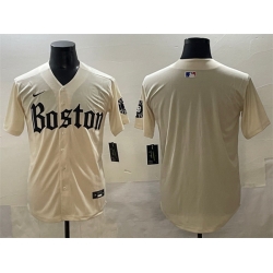 Men Boston Red Sox Blank Cream Gothic Vapor Limited Stitched Baseball Jersey