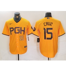 Men Pittsburgh Pirates 15 Oneil Cruz Gold City Connect Stitched Jersey 1