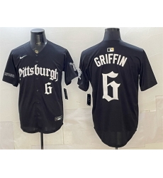 Men Pittsburgh Pirates 6 Konnor Griffin Black Gothic Steel City Edition Vapor Limited Stitched Baseball Jersey Men Pittsburgh Pirates 6 Konnor Griffin Black Gothic Steel City Edition Vapor Limited Stitched Baseball Jersey