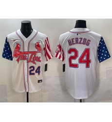 Men St Louis Cardinals 24 Whitey Herzog White Independence Day Vapor Premier Limited Stitched Baseball Jersey