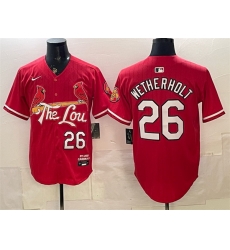 Men St  Louis Cardinals  26 JJ Wetherholt Red 2024 City Connect Stitched Baseball Jersey