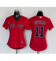 Women Boston Red Sox 11 Rafael Devers Red Cool Base Stitched Jersey