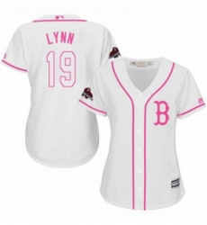 Womens Majestic Boston Red Sox 19 Fred Lynn Authentic White Fashion 2018 World Series Champions MLB Jersey