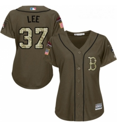 Womens Majestic Boston Red Sox 37 Bill Lee Authentic Green Salute to Service 2018 World Series Champions MLB Jersey