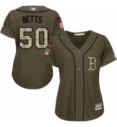 Womens Majestic Boston Red Sox 50 Mookie Betts Authentic Green Salute to Service 2018 World Series Champions MLB Jersey