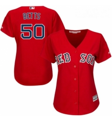 Womens Majestic Boston Red Sox 50 Mookie Betts Replica Red Alternate Home MLB Jersey