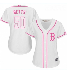 Womens Majestic Boston Red Sox 50 Mookie Betts Replica White Fashion MLB Jersey