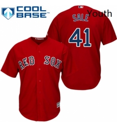 Youth Majestic Boston Red Sox 41 Chris Sale Authentic Red Alternate Home Cool Base MLB Jersey