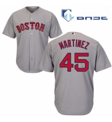 Youth Majestic Boston Red Sox 45 Pedro Martinez Authentic Grey Road Cool Base MLB Jersey