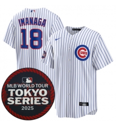 Men Chicago Cubs 18 Sh u014Dta Imanaga White 2025 World Tour Tokyo Series Home Stitched Baseball Jersey