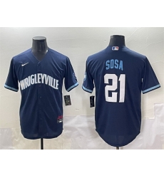 Men Chicago Cubs 21 Sammy Sosa Navy City Connect Stitched Baseball Jersey