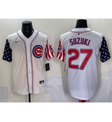 Men Chicago Cubs 27 Seiya Suzuki White 2025 Independence Day Vapor Premier Limited Stitched Baseball Jersey