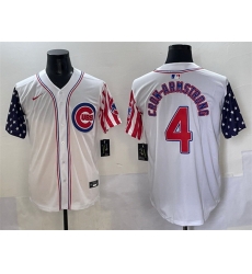 Men Chicago Cubs 4 Pete Crow Armstrong White 2025 Independence Day Vapor Premier Limited Stitched Baseball Jersey