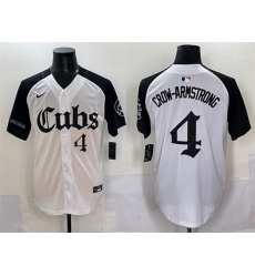 Men Chicago Cubs 4 Pete Crow Armstrong White Black  27Gothic North Side Edition 27 Vapor Premier Limited Stitched Baseball Jersey