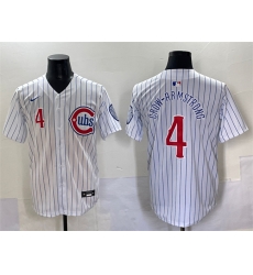 Men Chicago Cubs 4 Pete Crow Armstrong White Pinstripe 2nd Alternate Limited Stitched Baseball Jersey