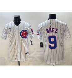 Men Chicago Cubs 9 Javier Baez White Home Limited Stitched Baseball Jersey